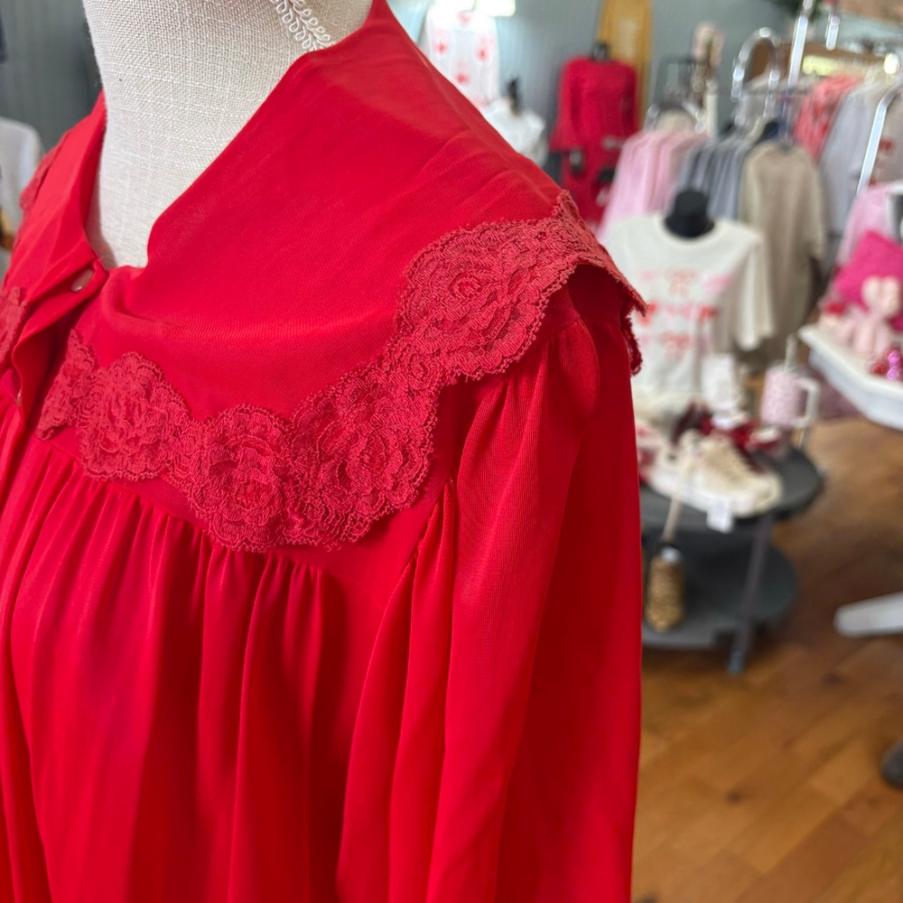 VTG Peignoir Red Robe L - Picture 3 of 10